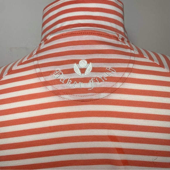 Baker Finch Sports Designer Half Zip T-Shirt Golf Coral Stripe Long Sleeve Large - Picture 14 of 14